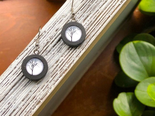 Black and White Winter Earrings