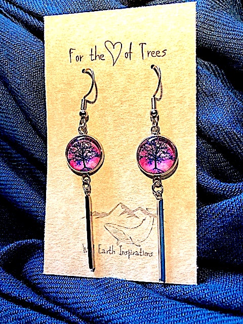 Painted Sky Tree Earrings