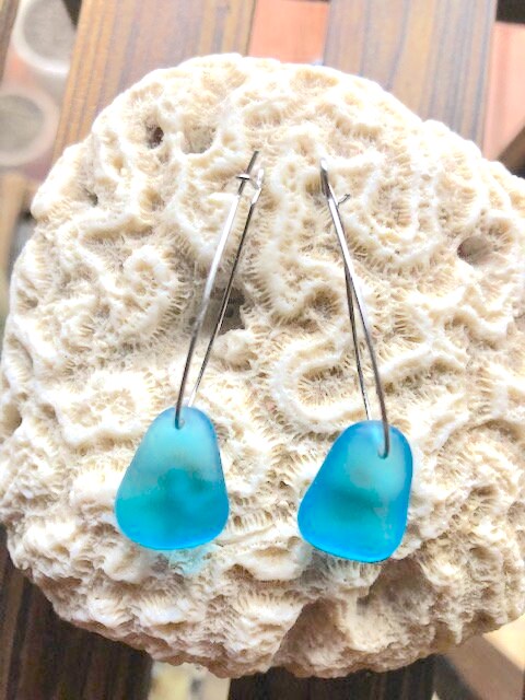 Delicate Sea Glass Dangle Earrings