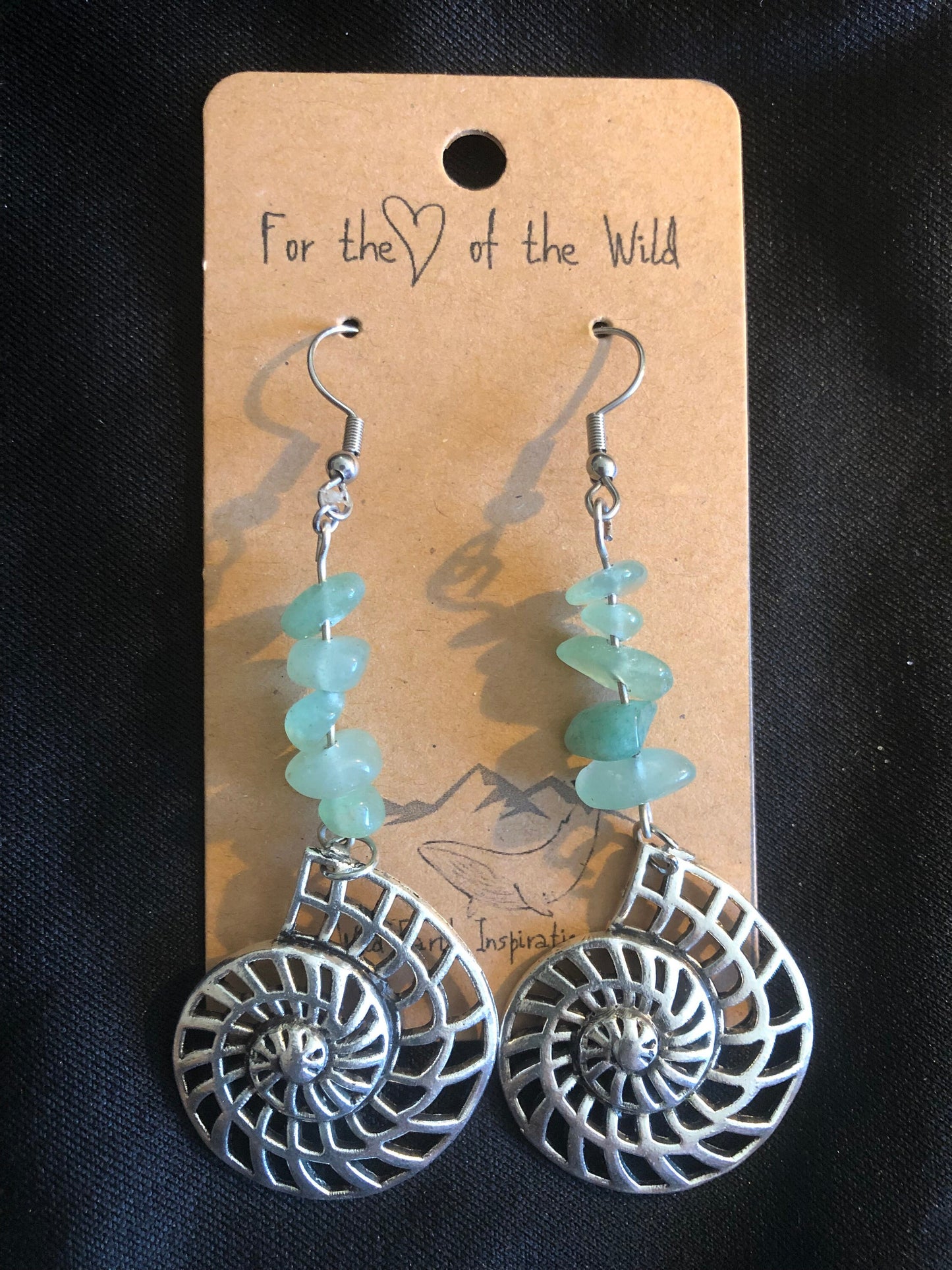 Nautilus and Aventurine Stone Earrings