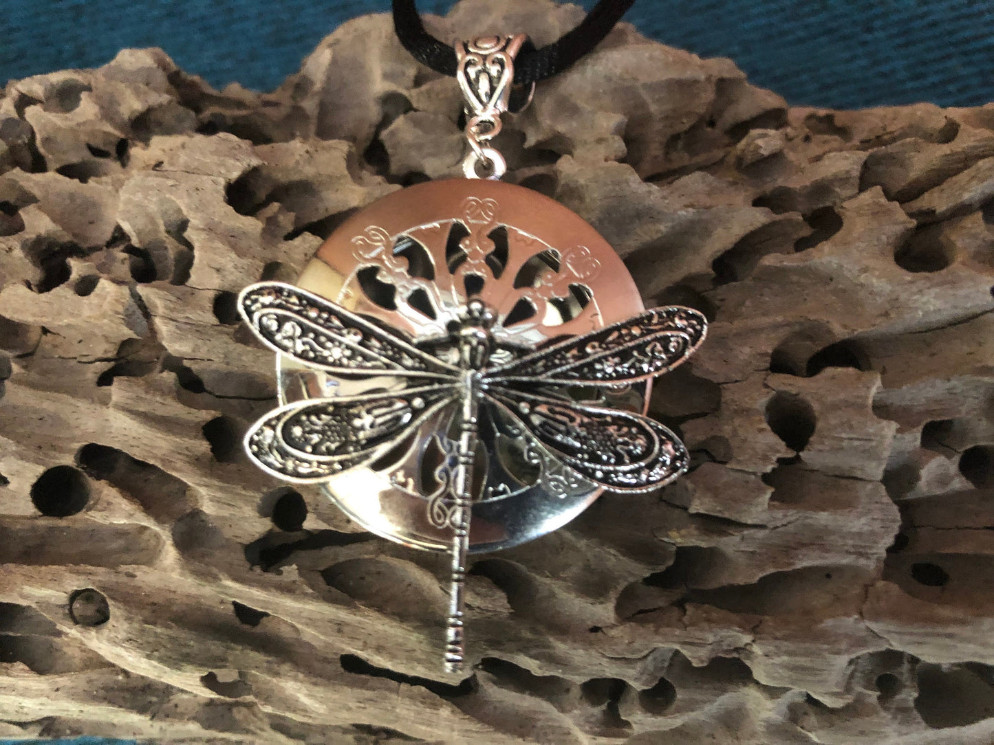 Beautiful Dragonfly Oil Diffuser Locket with Black Cord