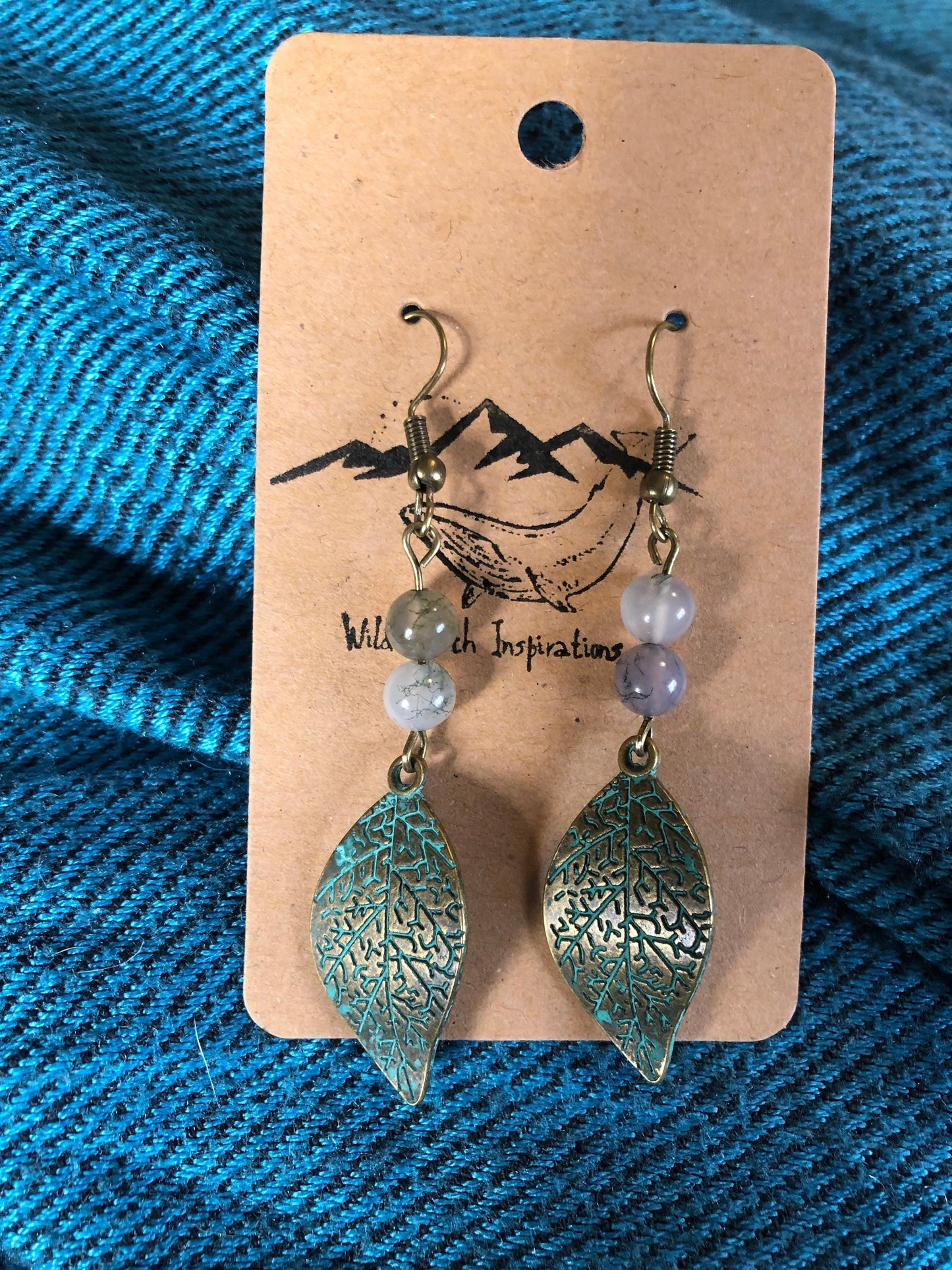 Leaves and Agate Dangle Earrings
