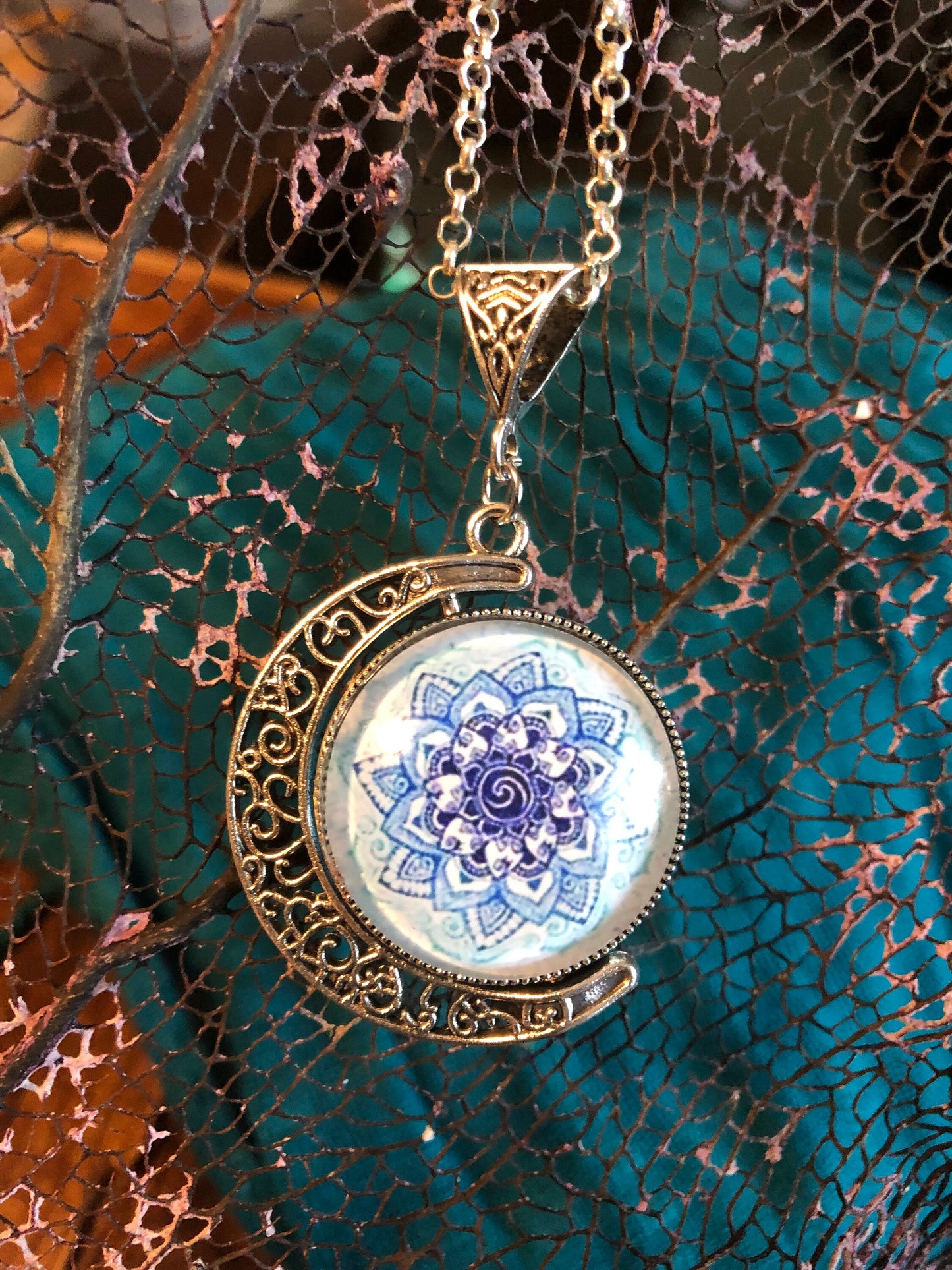Dragonfly Moon Pendant (with sterling silver chain)