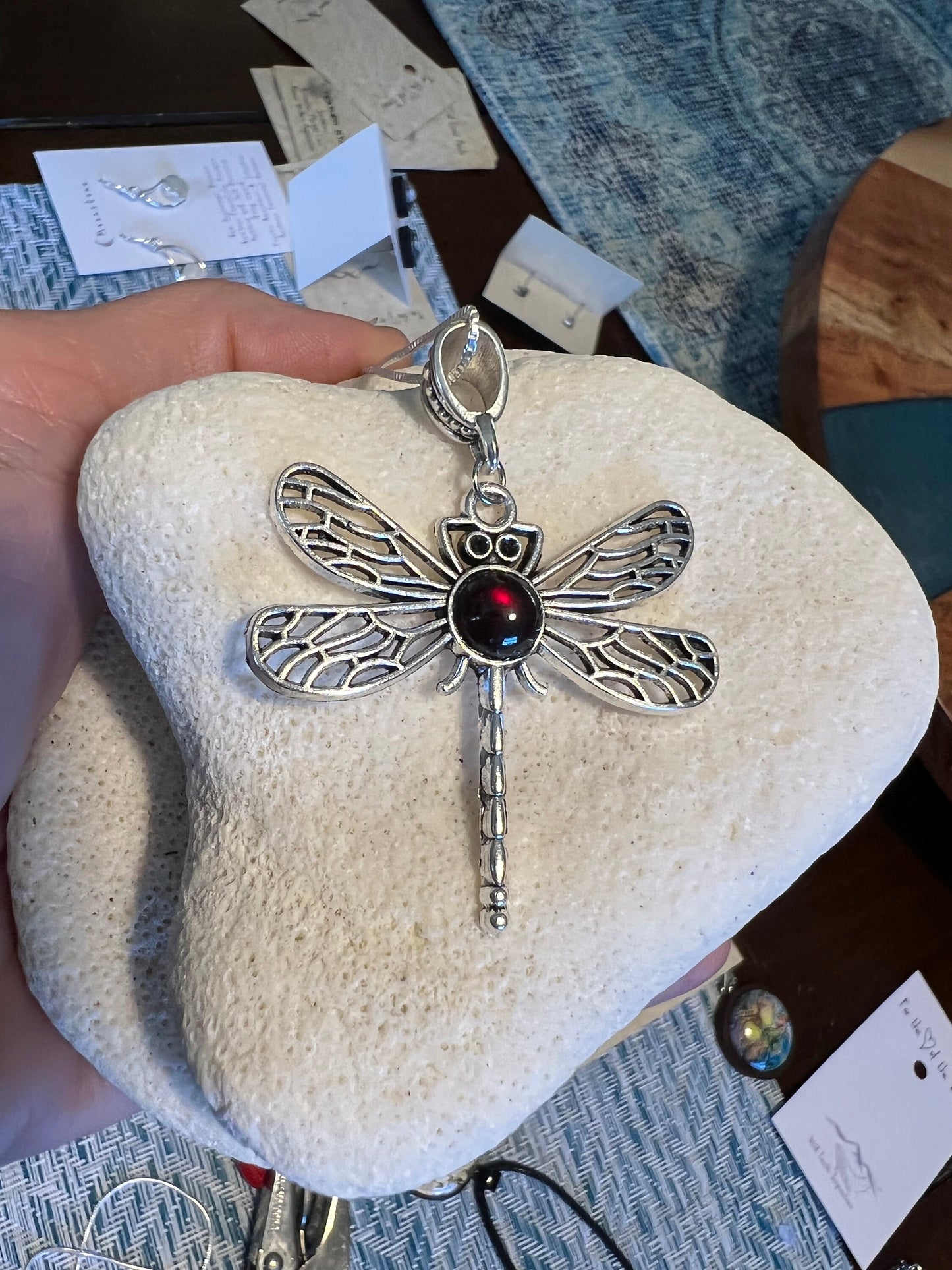 Dragonfly Pendant with Gemstone ( choose stone) with Sterling Silver Necklace