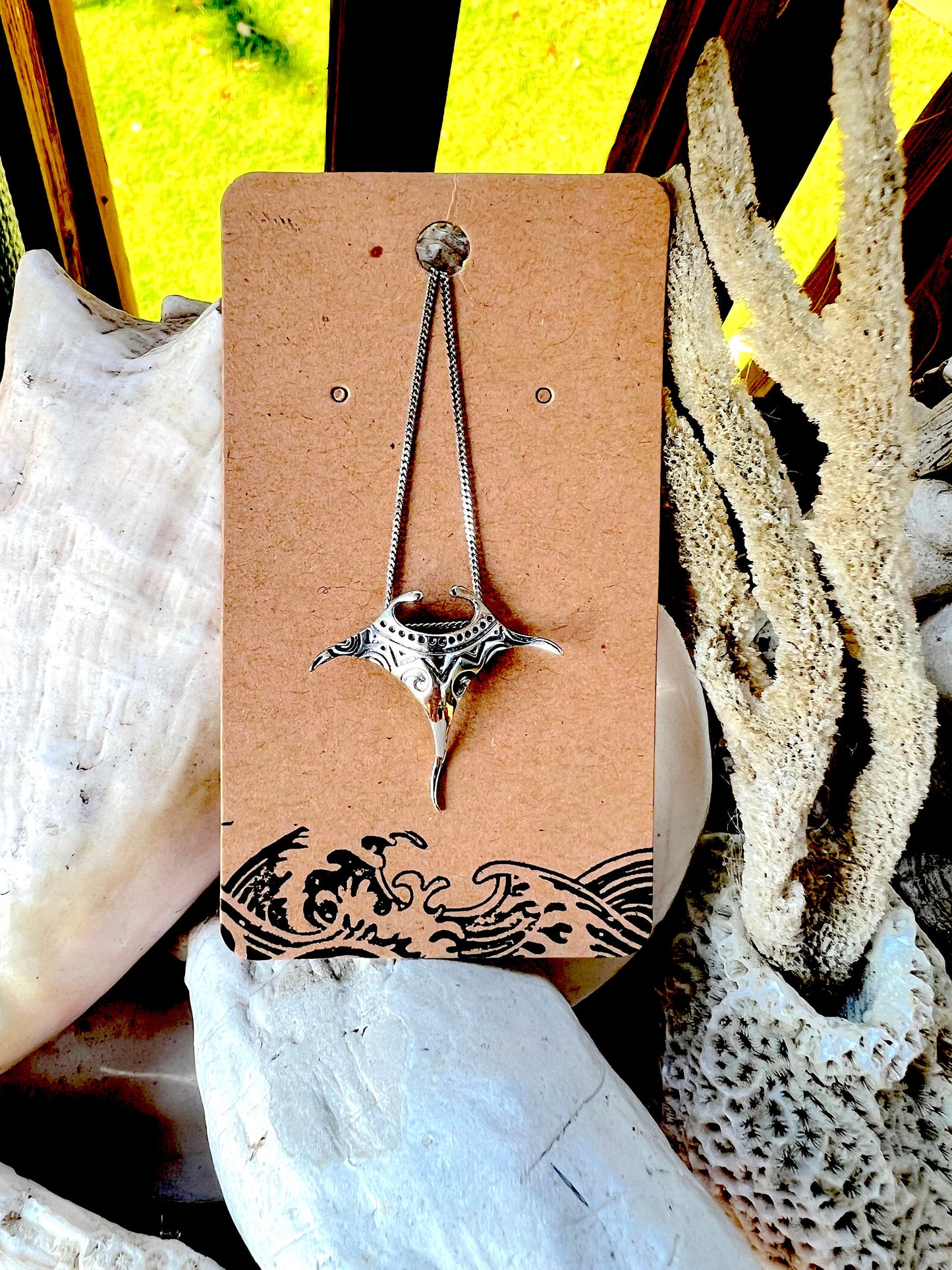 Manta Ray Pendant with Silver Chain