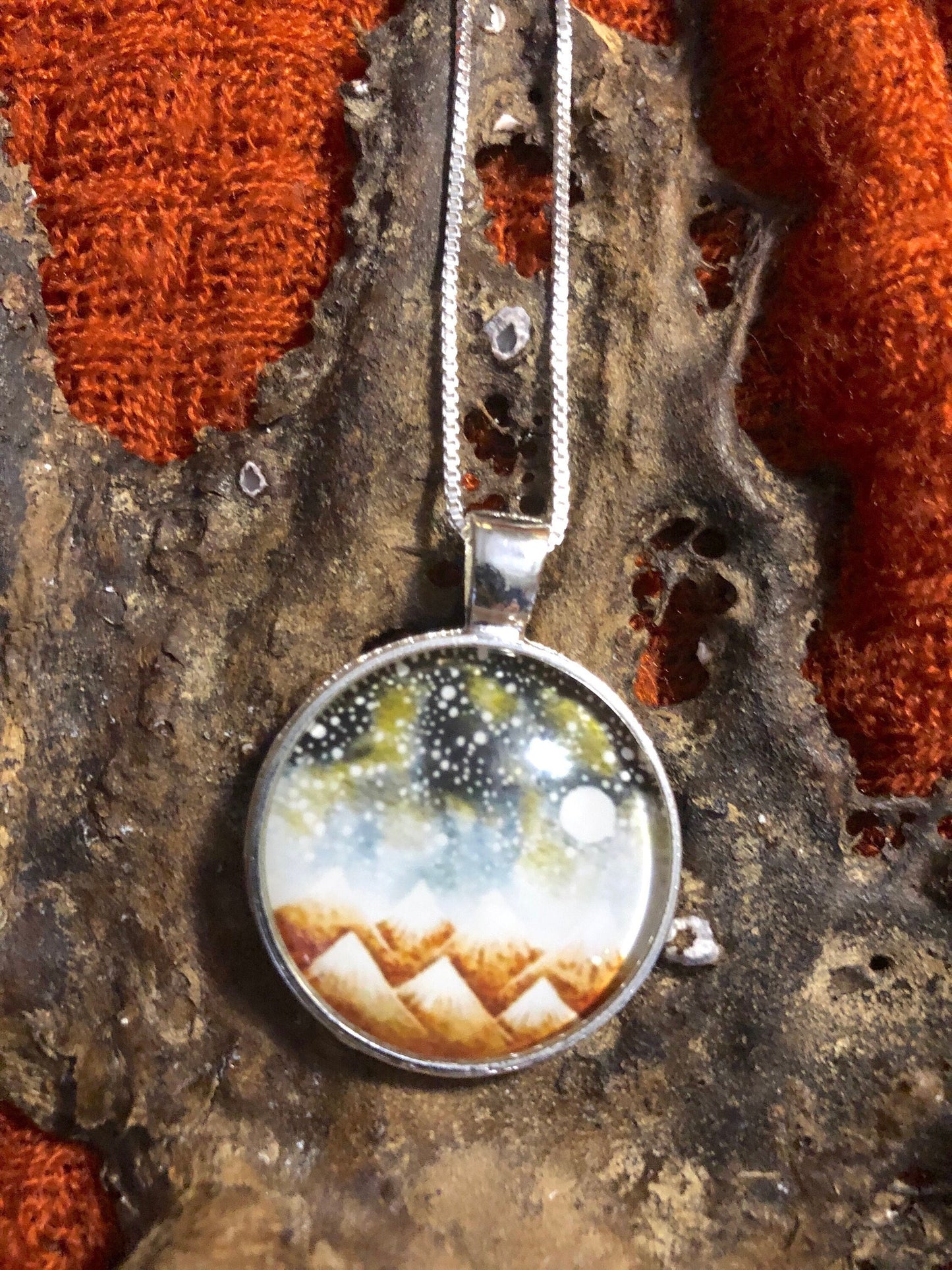 Starry Night Pendant (with black corded necklace)