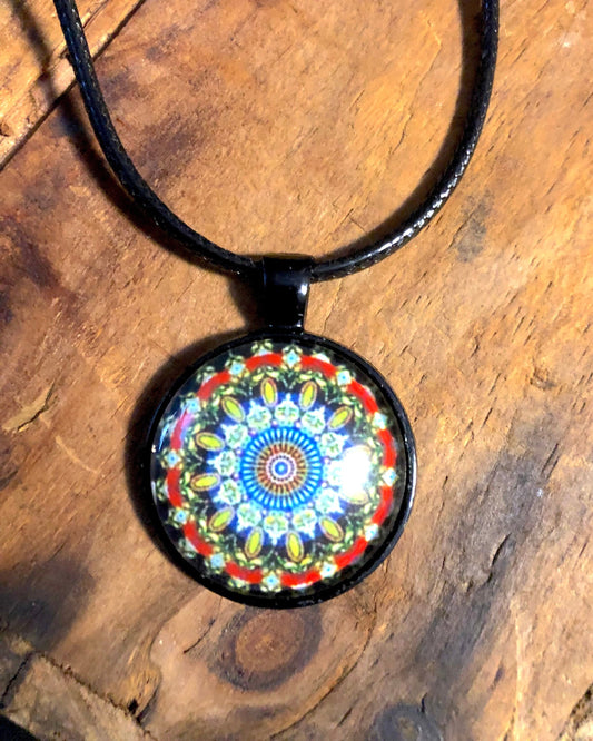 Joyful Noise Mandala Pendant (with black corded necklace)