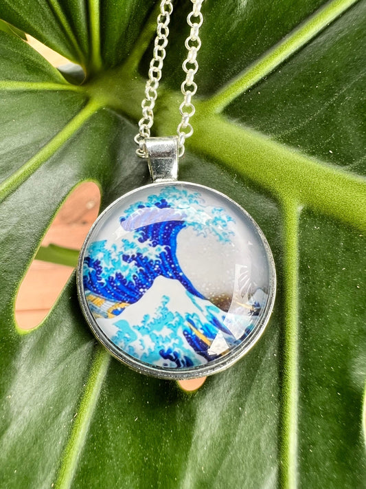 Ocean Wave Pendant (with silver chain)