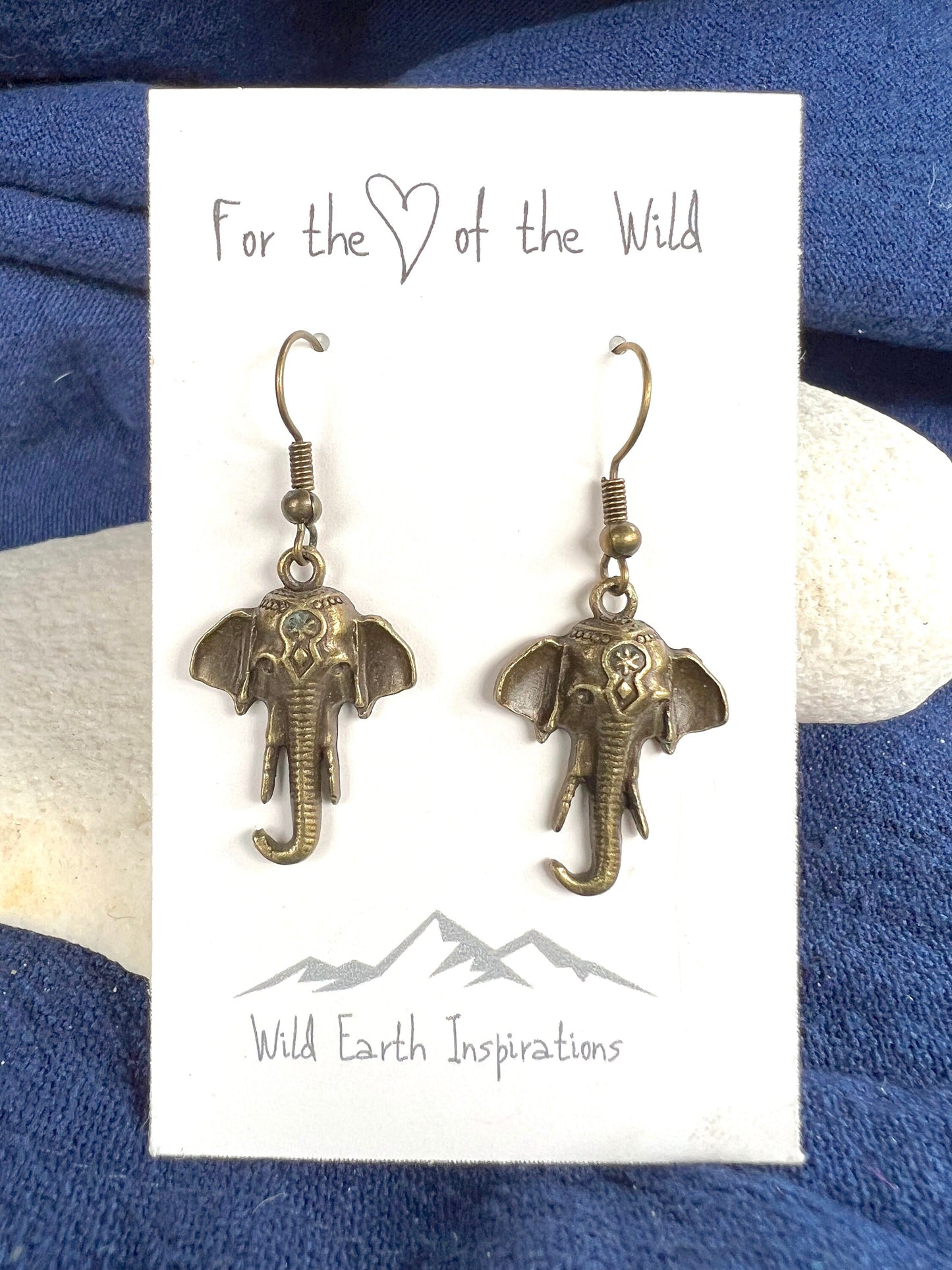 Antique Brass Elephant Earrings