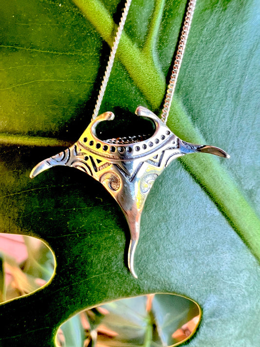Manta Ray Pendant with Silver Chain