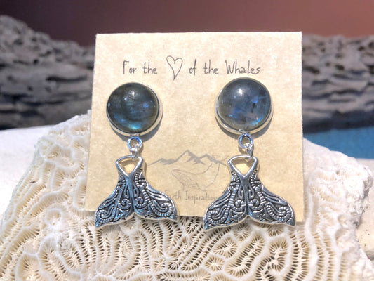 Whale Tale and Labradorite Earrings