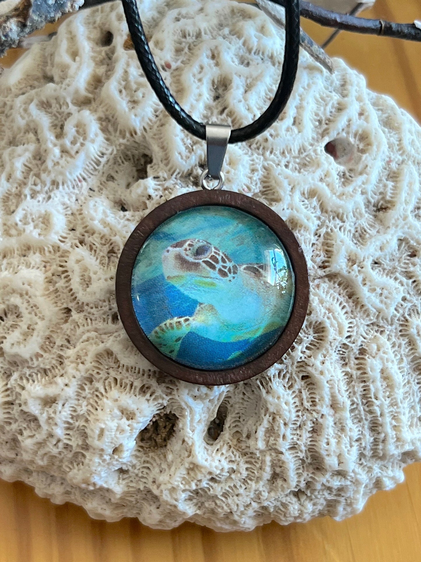 Swimming Sea Turtle Pendant (with choice of chain)