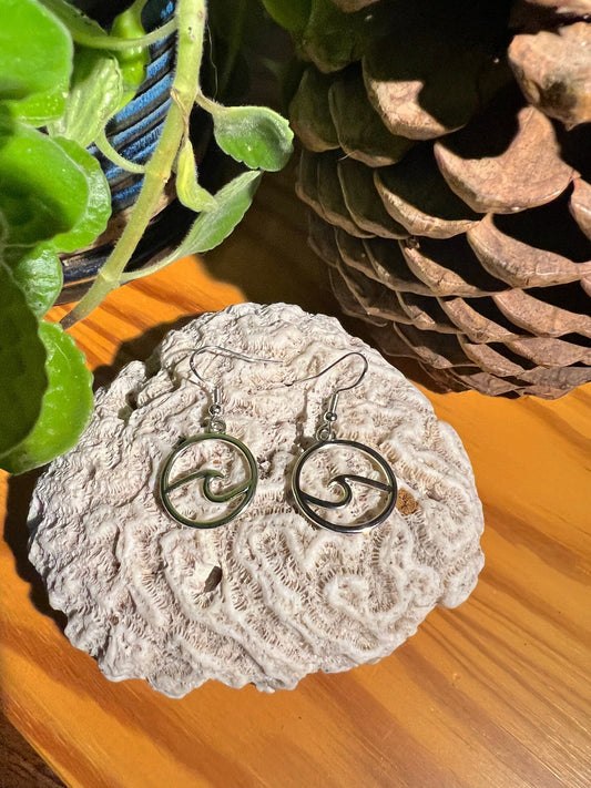 Ocean Wave Silver Earrings