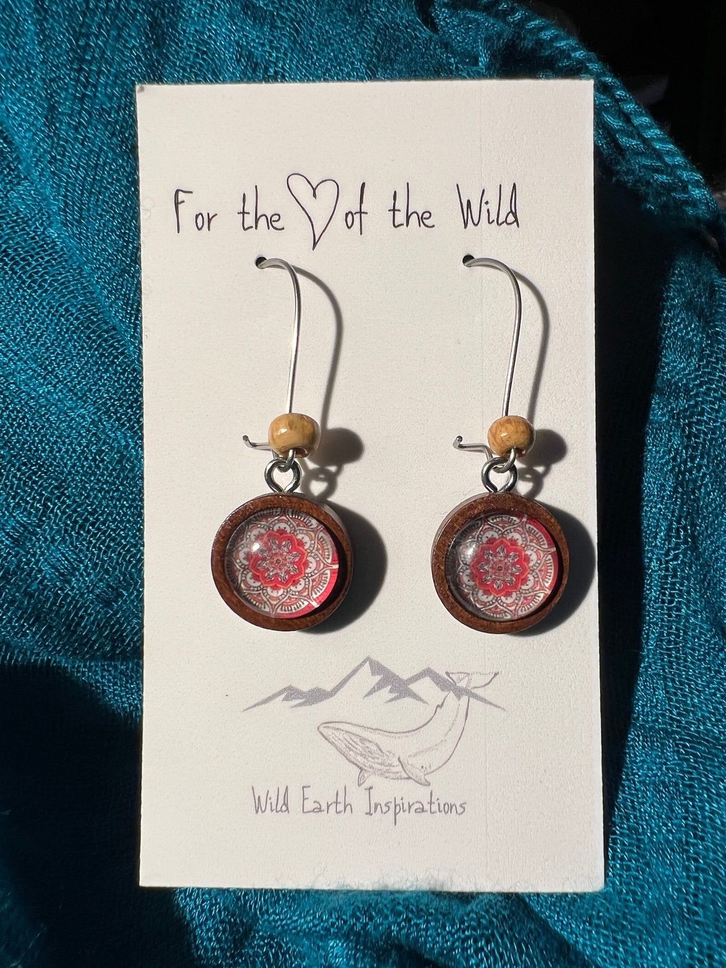 Red Lotus Dangle Earrings