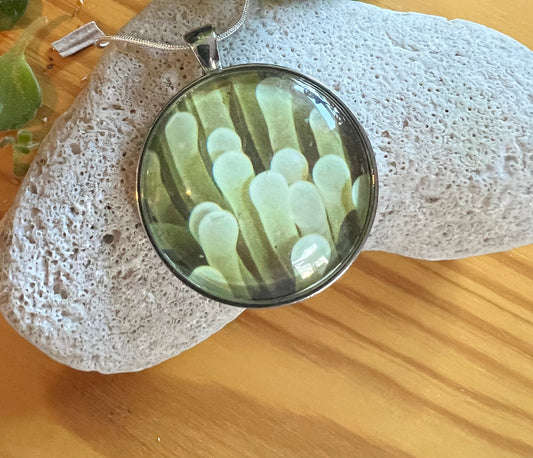 Sea Anemone Glass Pendant (with black corded necklace)