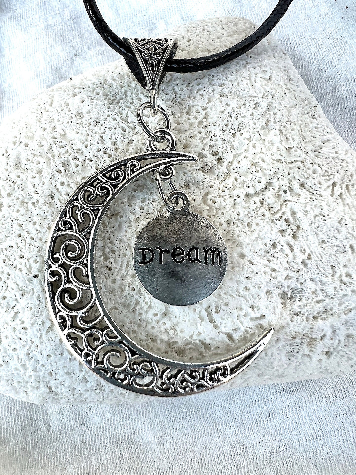 Moon Dreamer Pendant (with black corded necklace)