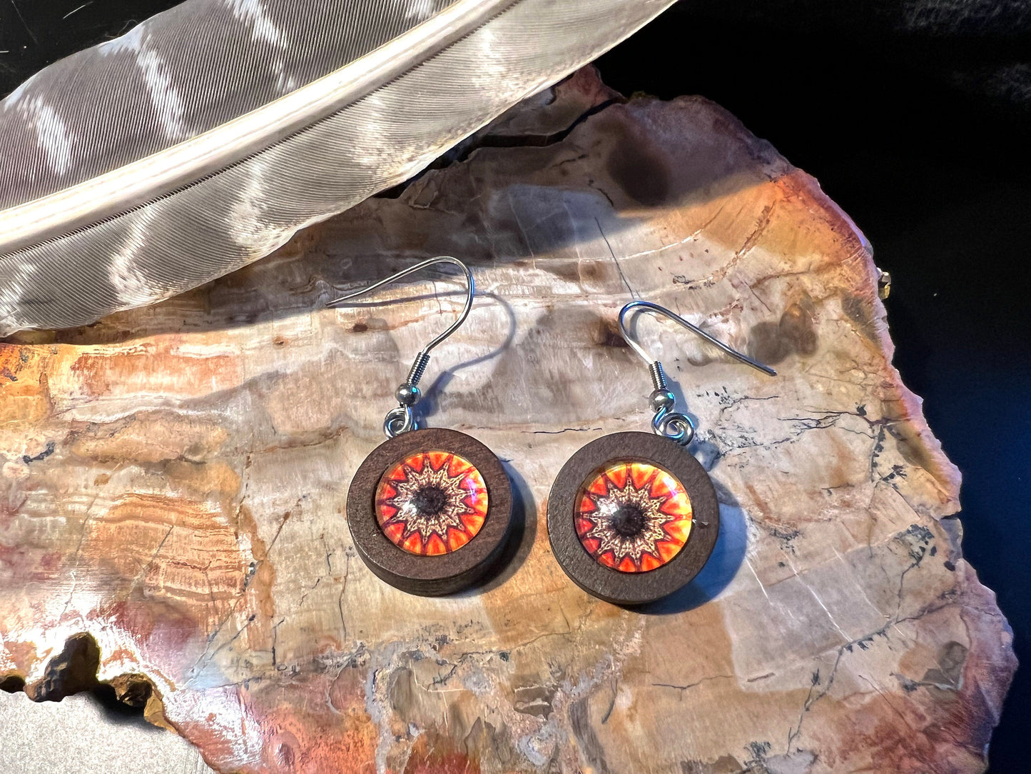 Autumn Blooms Wooden Earrings