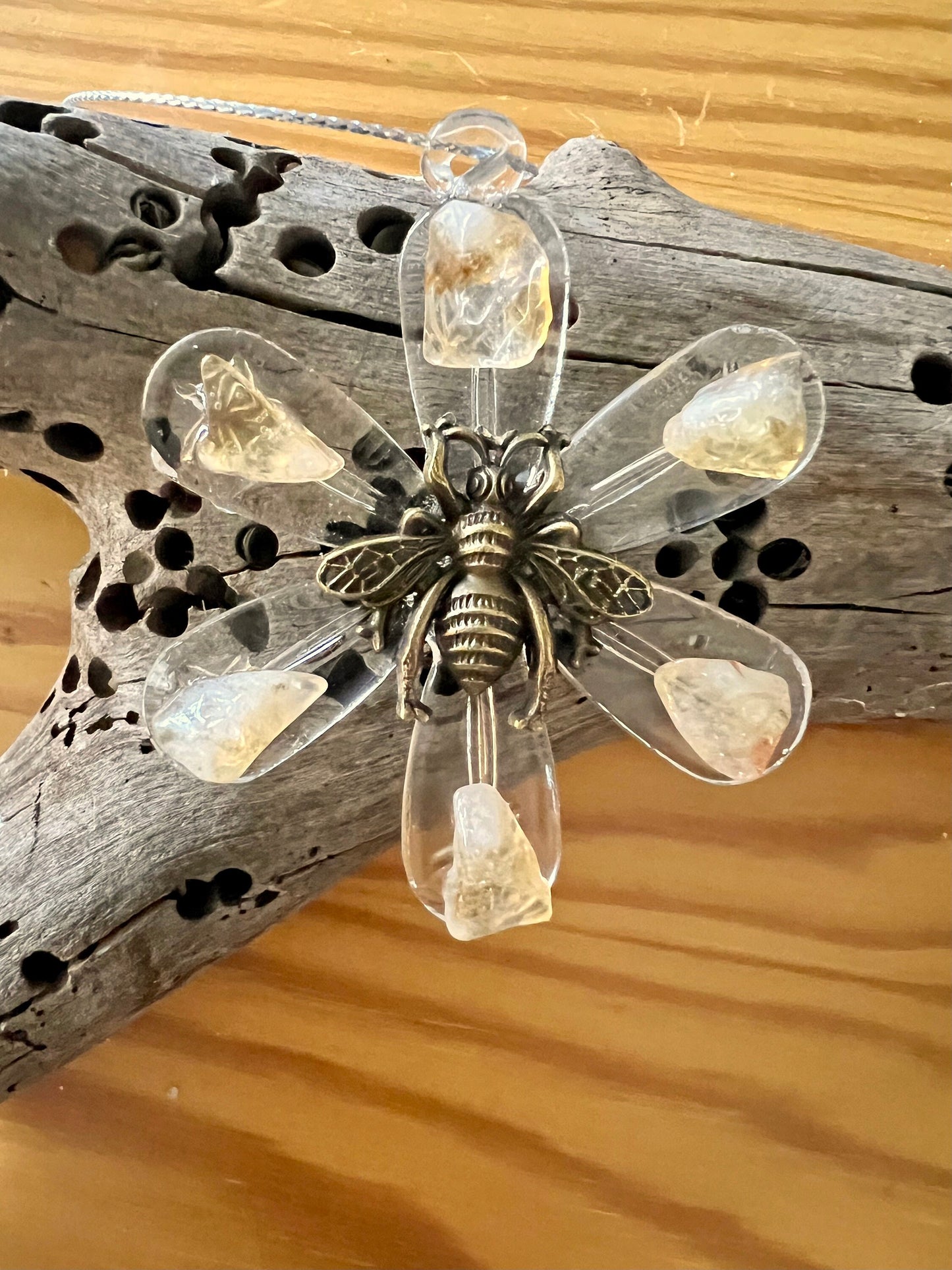 Pollinator Glass Ornament with Citrine Stones