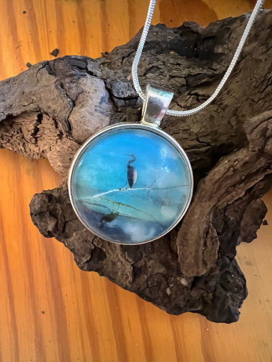 Heron Grace Pendant with silver 24" chain
