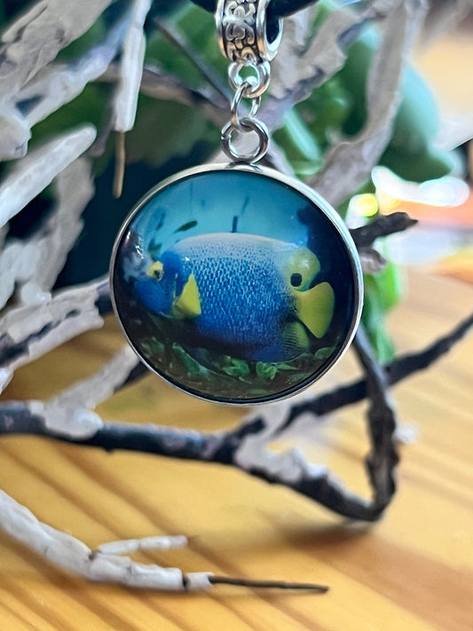Angelfish Glass Pendant (with black corded necklace)