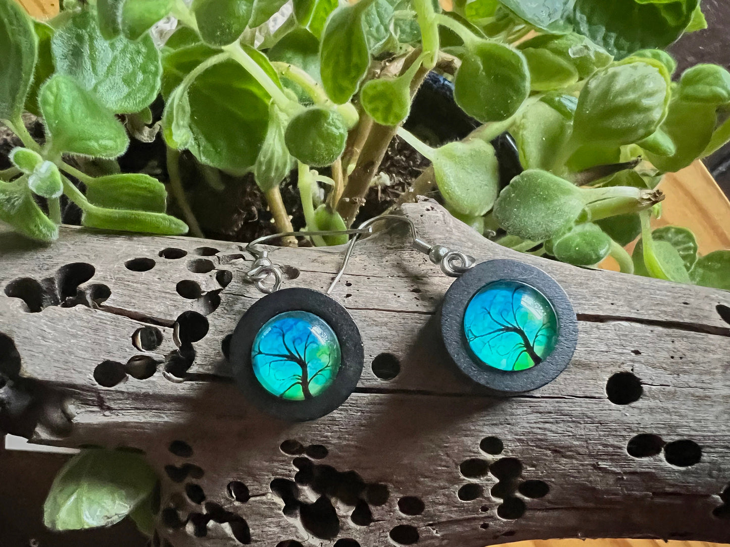 Green and Blue Silhouette Earrings