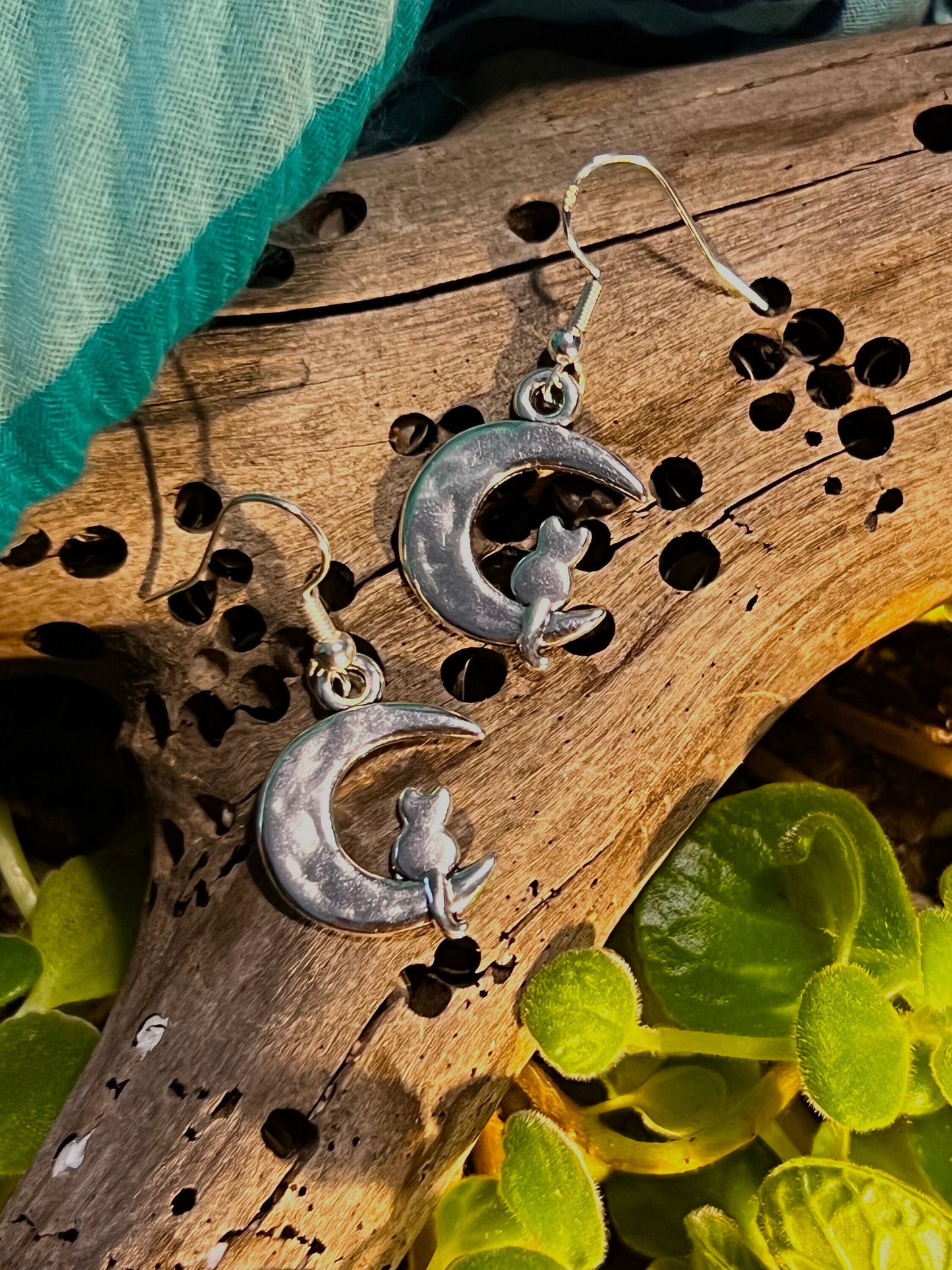 Cats by Moonlight Silver Earrings