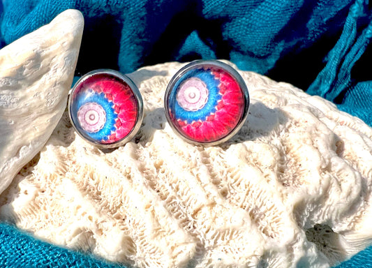 Fuchsia Glass Post Earrings