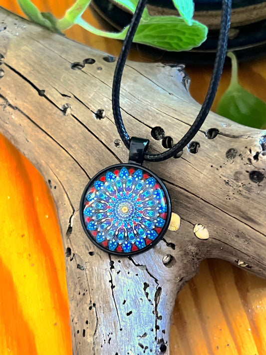 Mandala Pendant (with black corded necklace)