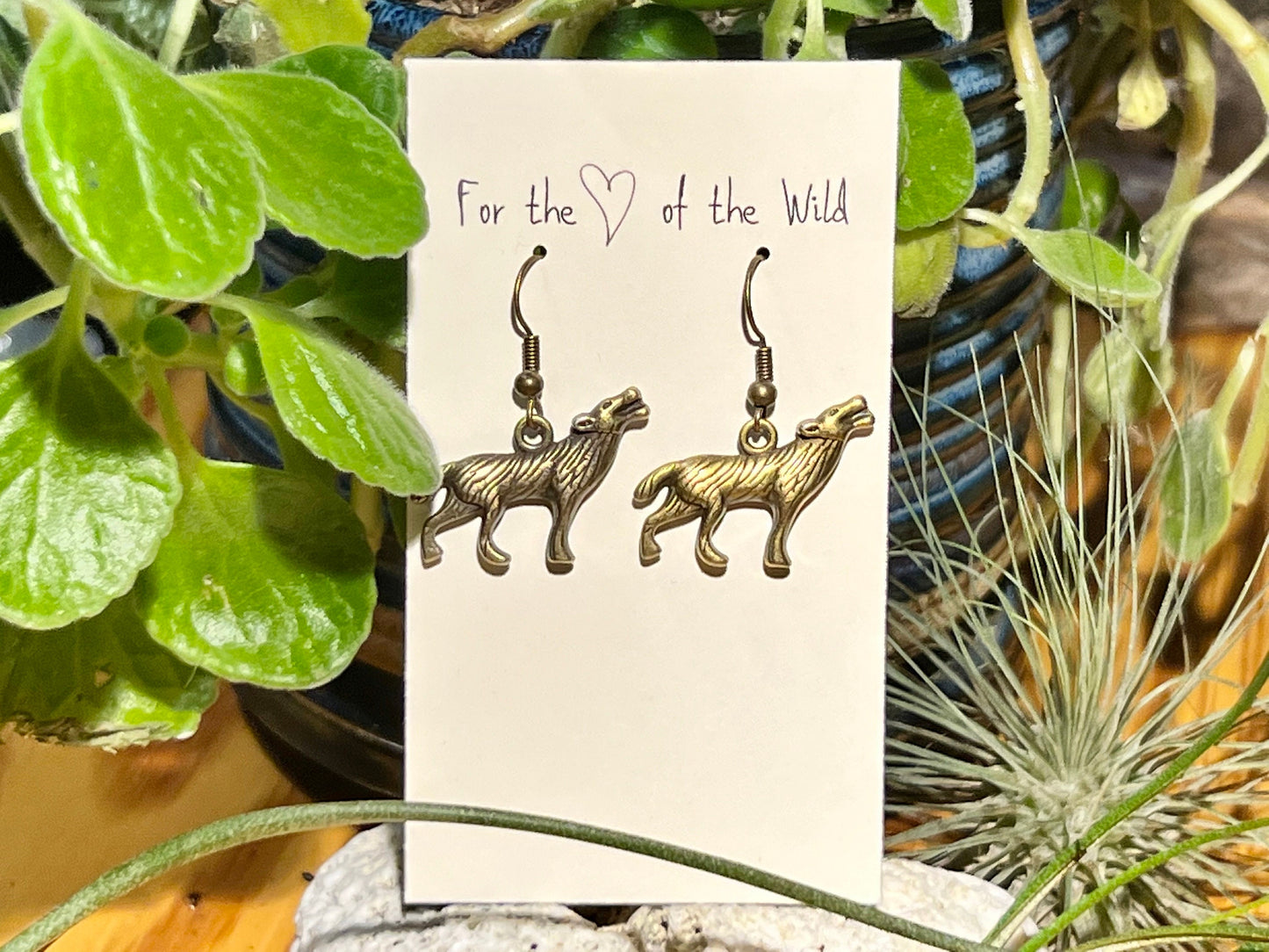 Bronze Wolf Earrings
