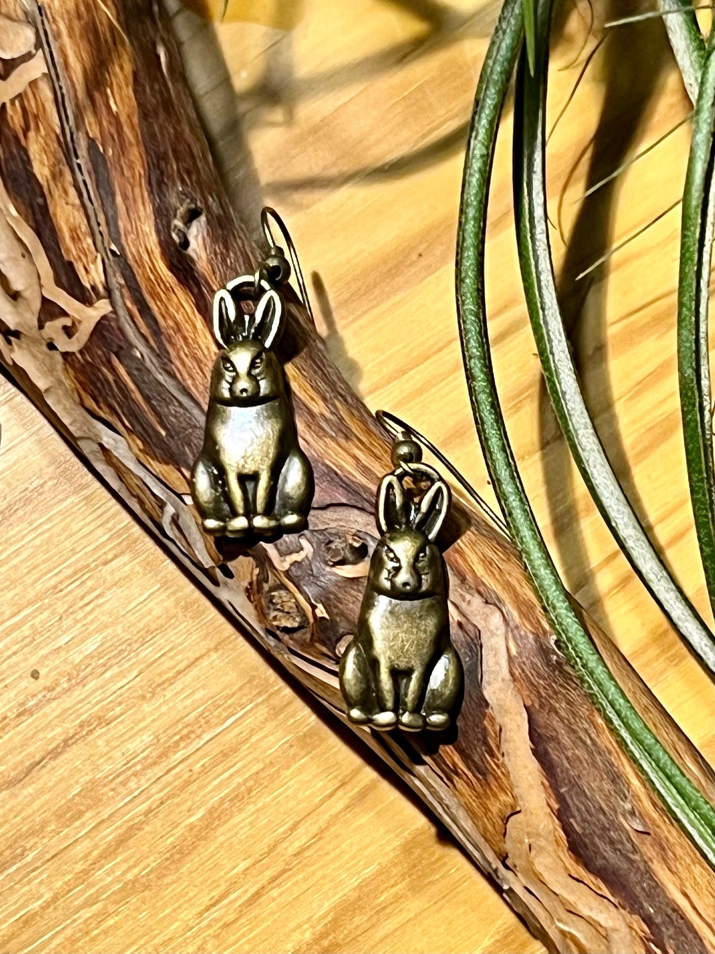 Antique Brass Rabbit Earrings