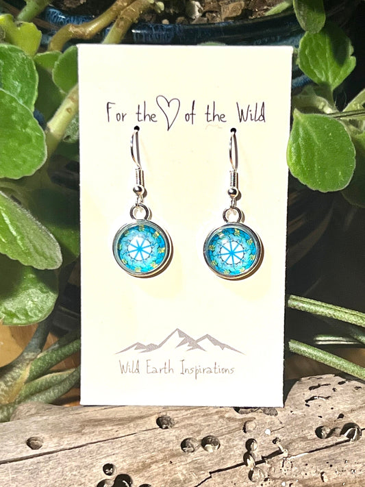Aqua Blossoms Mandala Earrings
