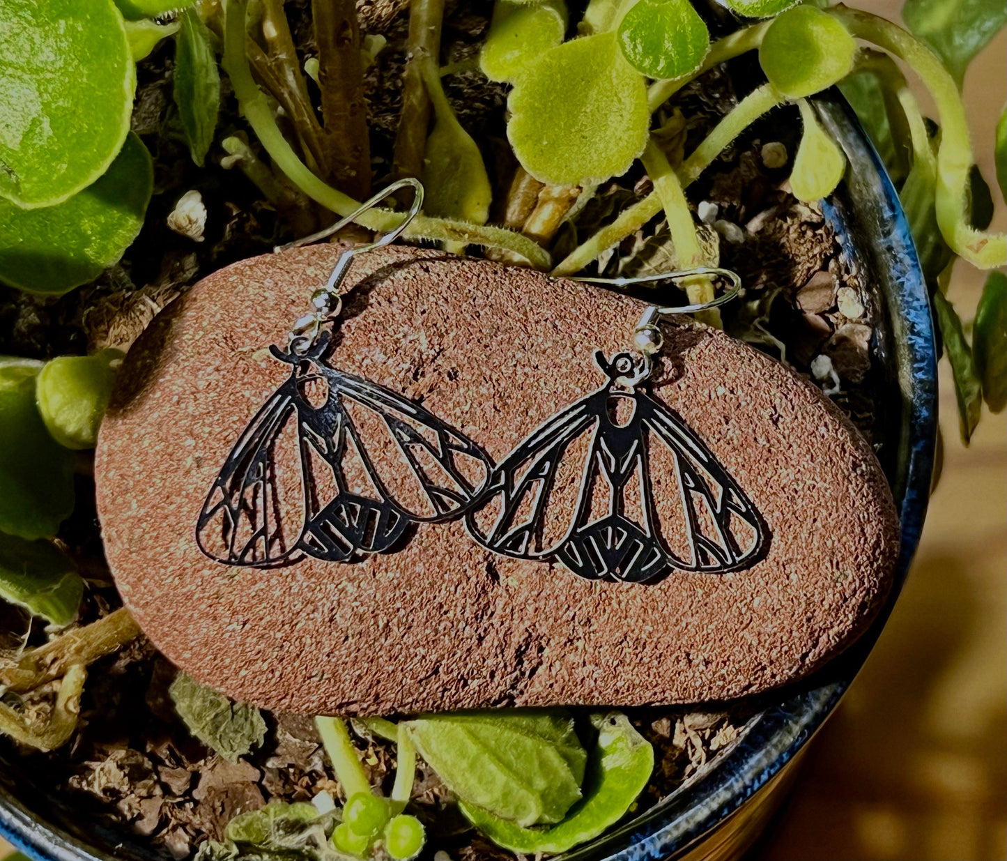 Delicate Moth Silver Earrings