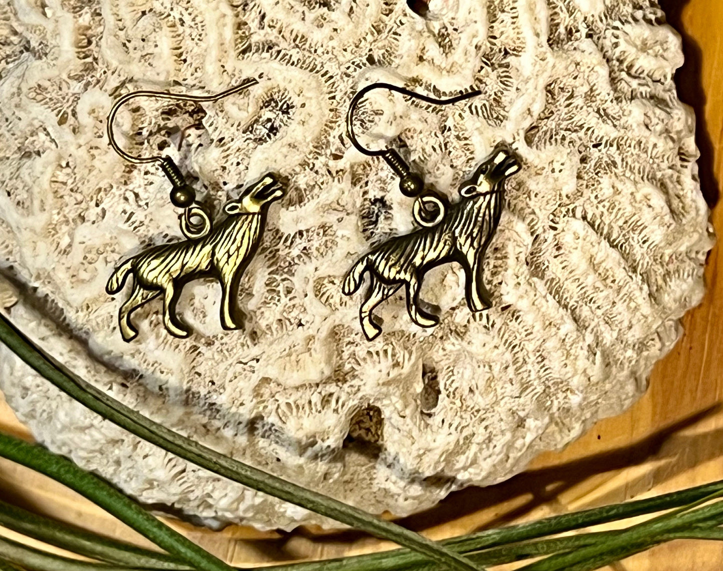 Bronze Wolf Earrings