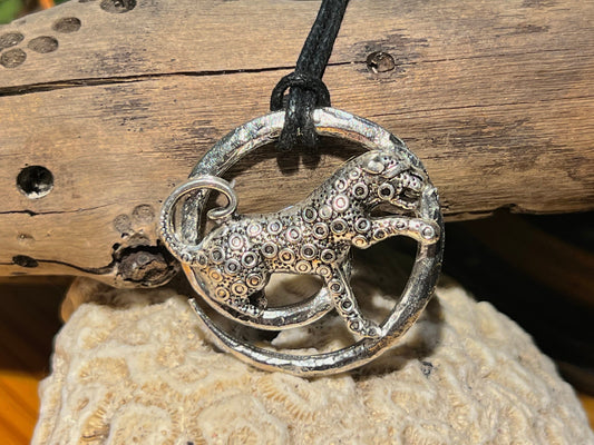 Panther Spiral Pendant (with black cord necklace)