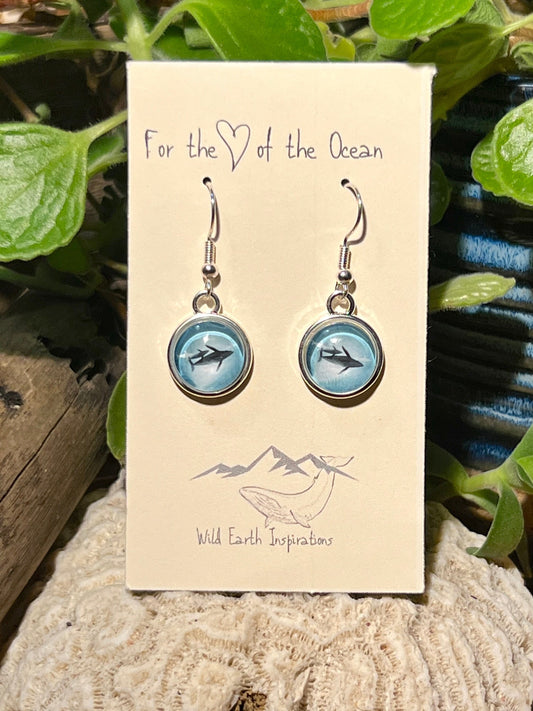 Humpback Whale and Calf Dangle Earrings