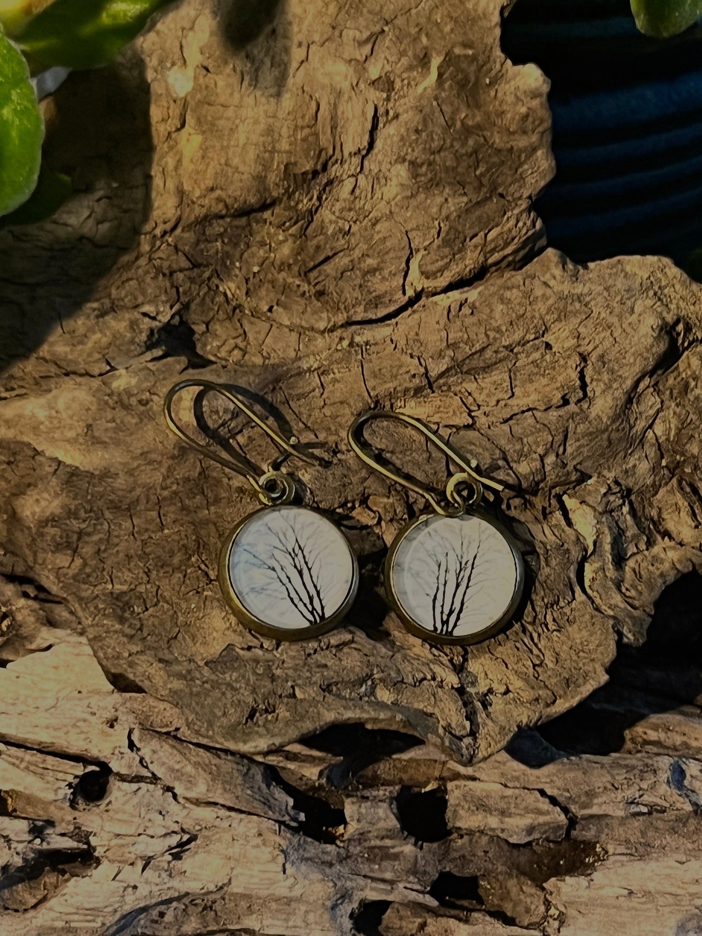 Winter Growth Brass Earrings