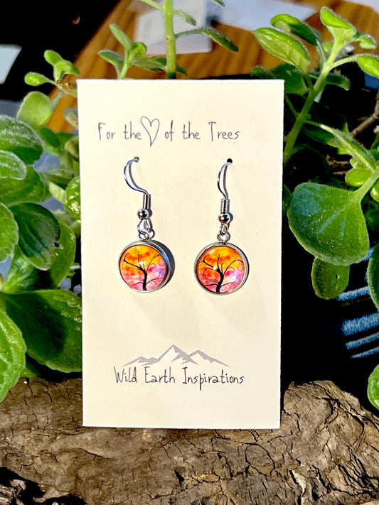 Sunset Tree Dangle Earrings