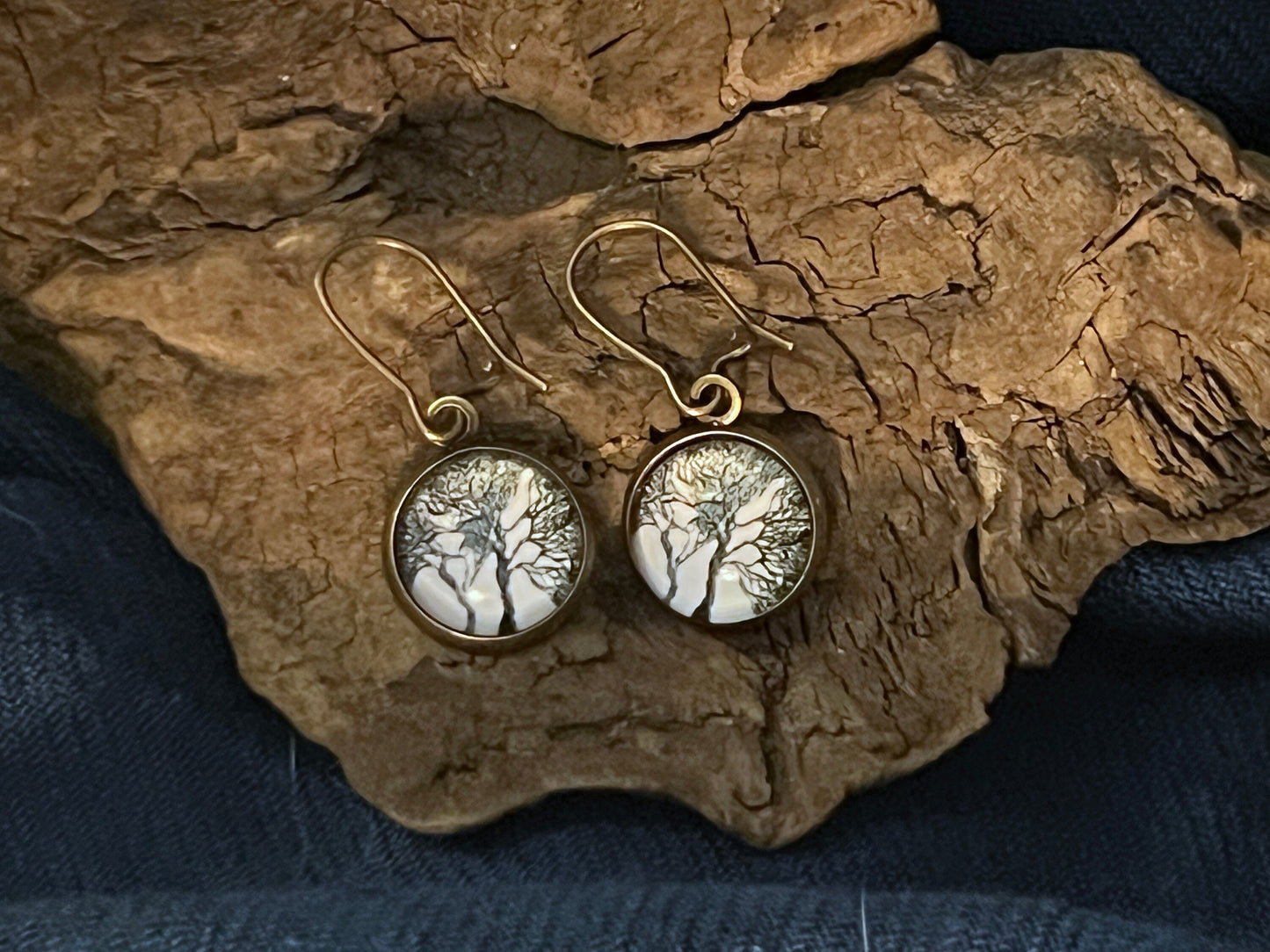 Green Growth Brass Earrings