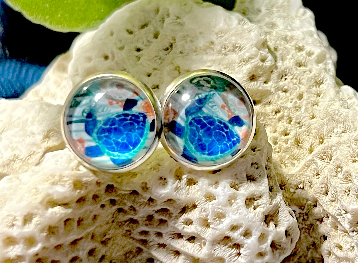 Artsy Sea Turtle Post Earrings