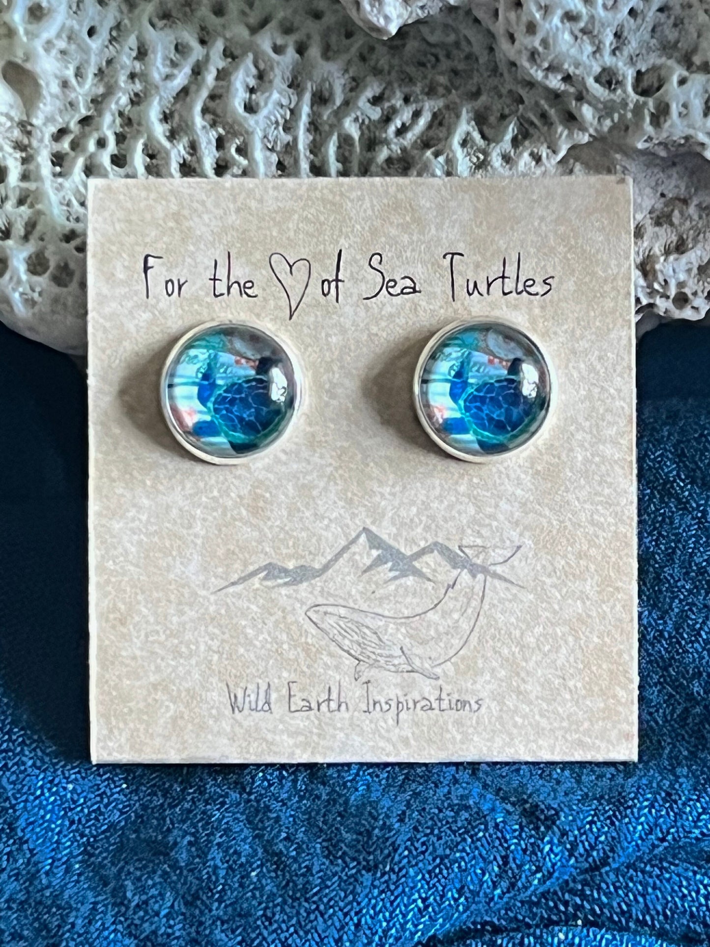 Artsy Sea Turtle Post Earrings