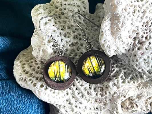 Glowing Embers Wooden Earrings