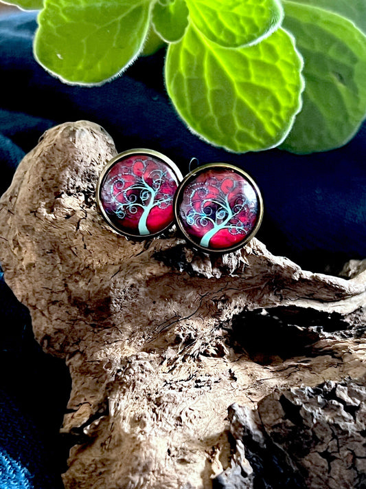 Swirly Tree Post Earrings
