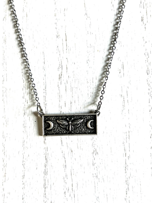 Lunar Moth Silver Necklace