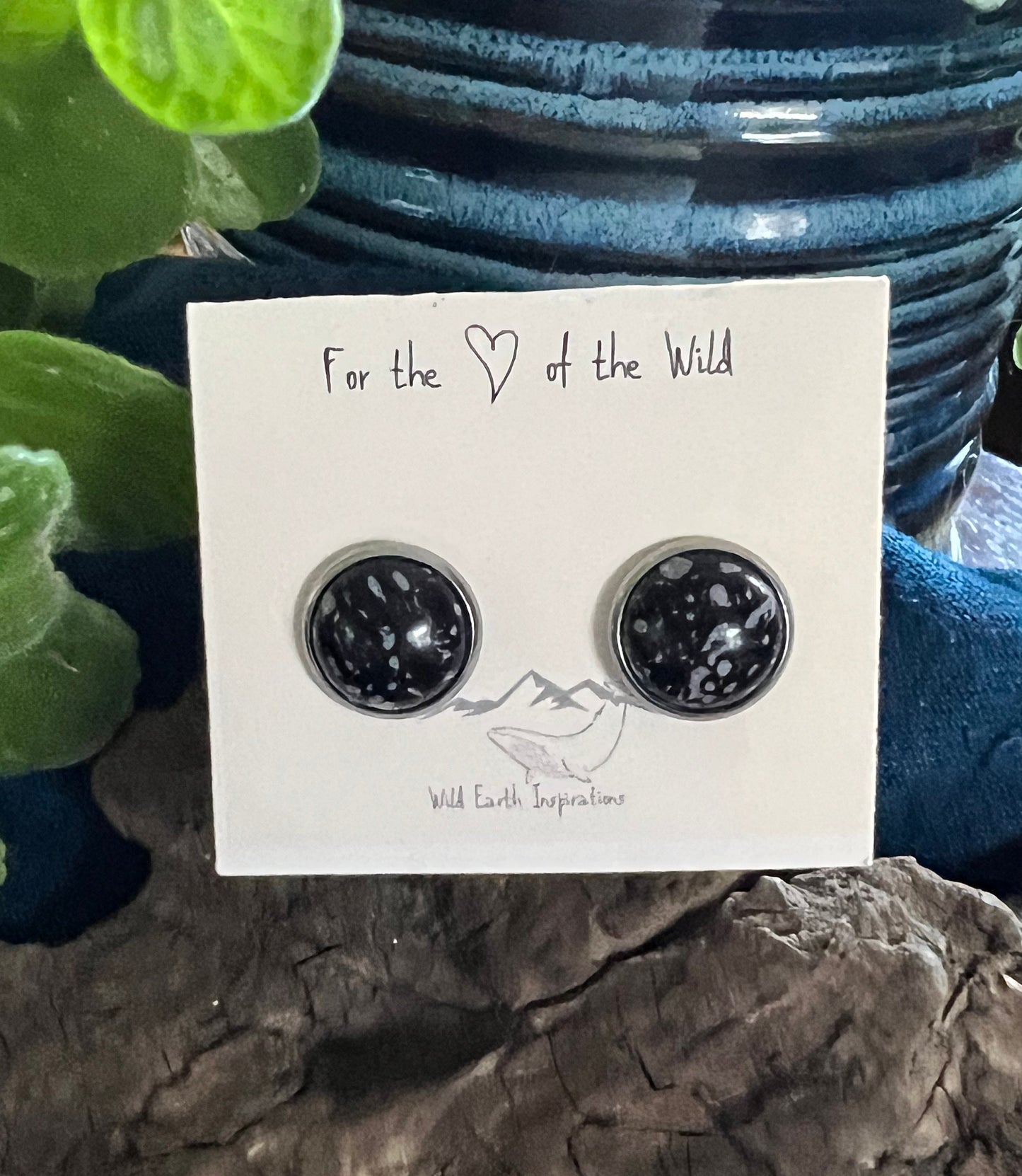 Snowflake Obsidian Post Earrings