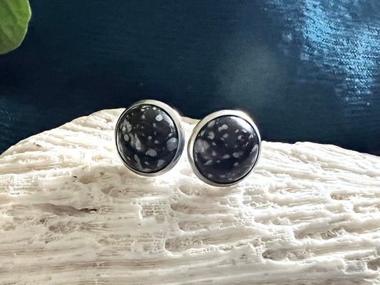 Snowflake Obsidian Post Earrings