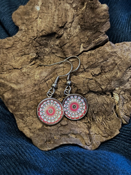 Red Earth Mandala Earrings