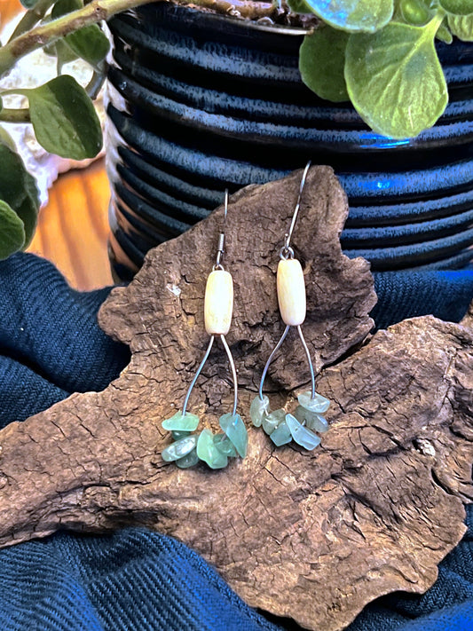 Gemstone Dangle Earrings (Amethyst or Aventurine)