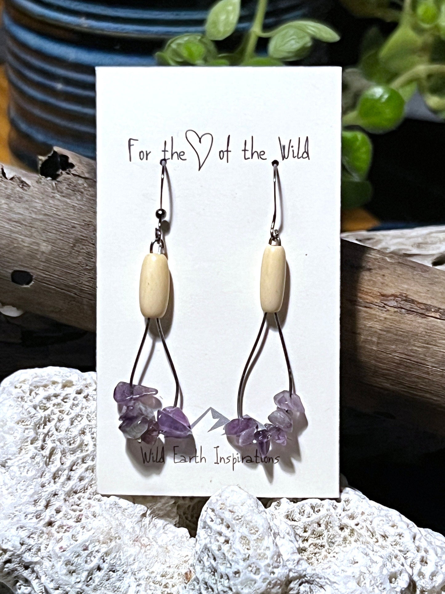 Gemstone Dangle Earrings (Amethyst or Aventurine)