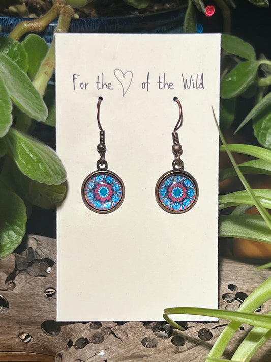 Copper Blue Mandala Earrings