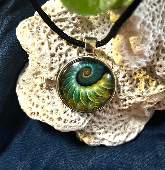 Ancient Spiral Pendant (with 16" black cord necklace)